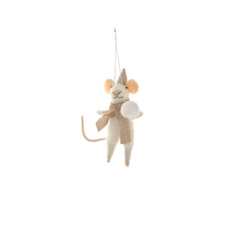 WINTERTIME MOUSE ORNAMENT - SNOWBALL