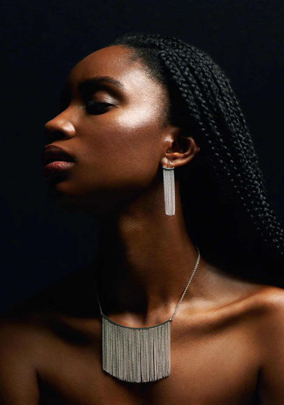 Fringe Silver Large Necklace