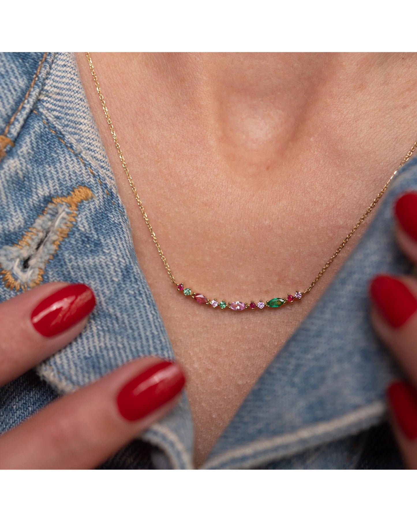 Gaia Row Necklace - Red