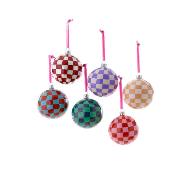 CHECKERED BAUBLE ORNAMENT - LARGE - 6 STYLES