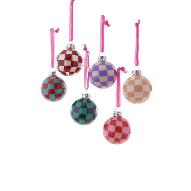 CHECKERED BAUBLE ORNAMENT - 6 STYLES