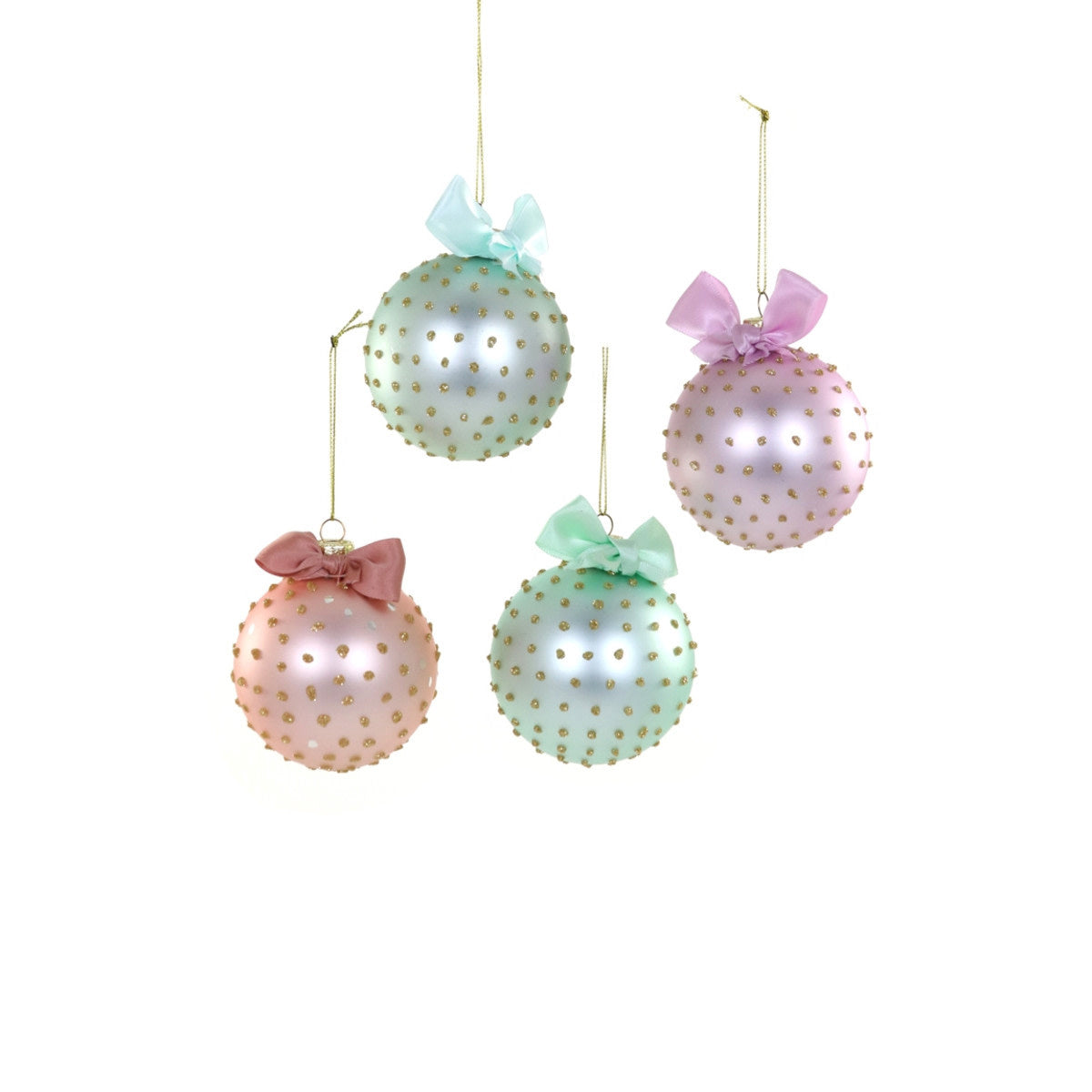GLITTERED DOT BAUBLE ORNAMENT - 4 ASST'D