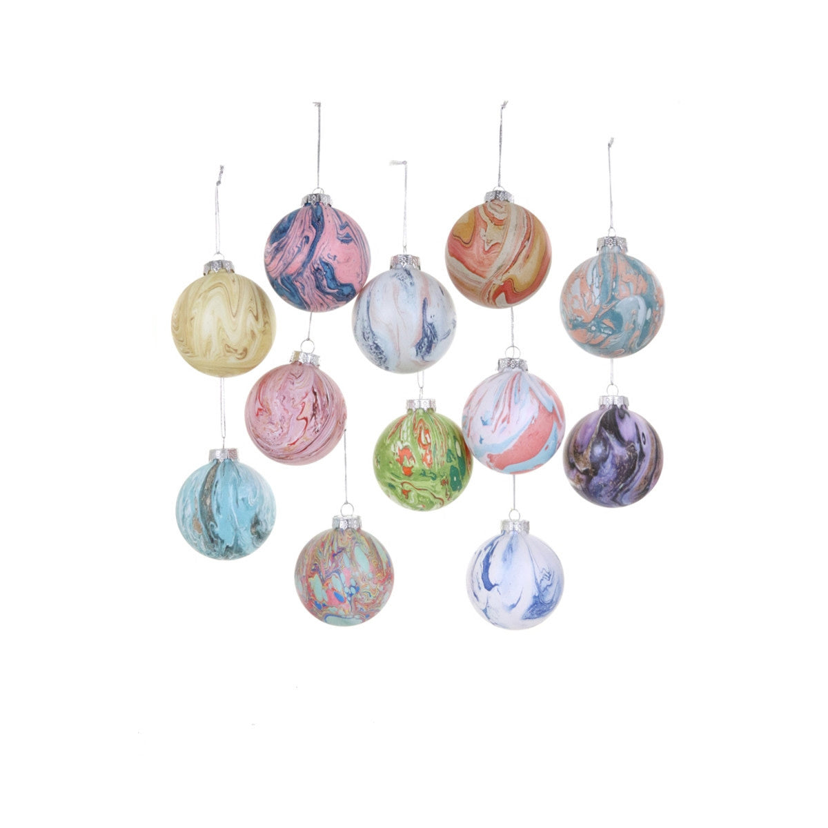 LARGE MARBLED BAUBLE ORNAMENT - 12 ASST'D