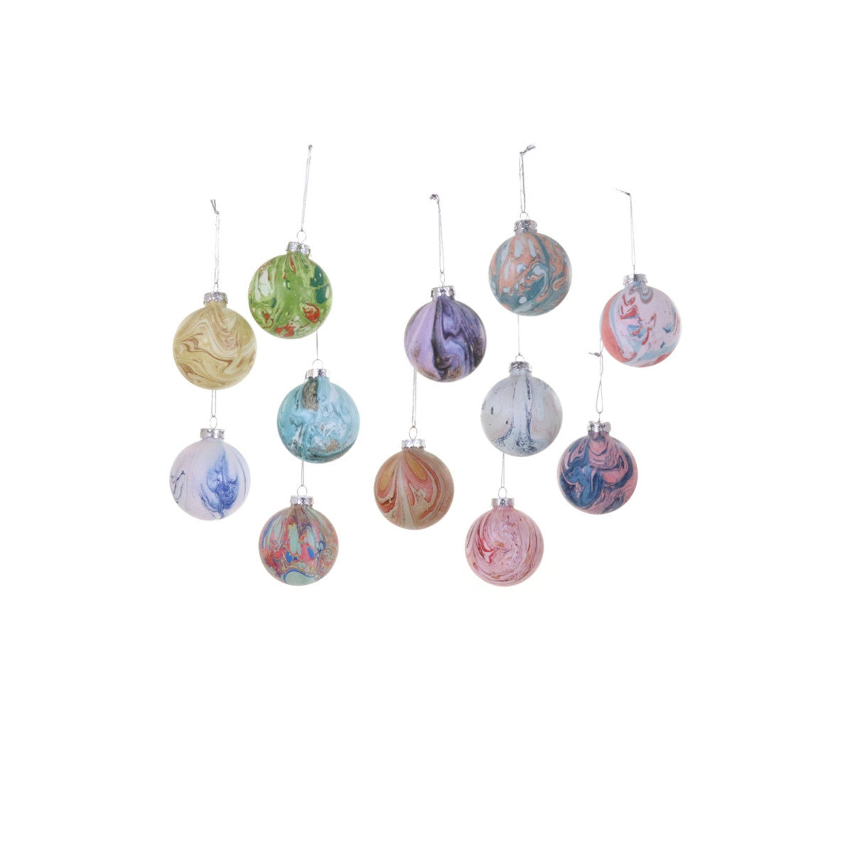 MEDIUM MARBLED BAUBLE ORNAMENT - 12 ASST'D