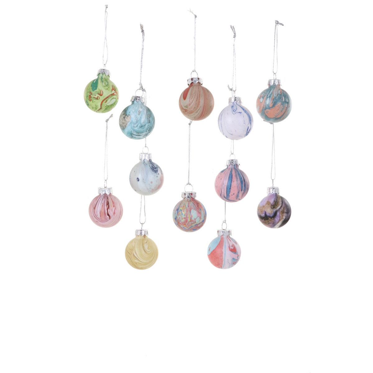 SMALL MARBLED BAUBLE ORNAMENT - 12 ASST'D