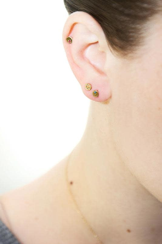 Juxtaposed Gold Stud - Diamond + Turquoise