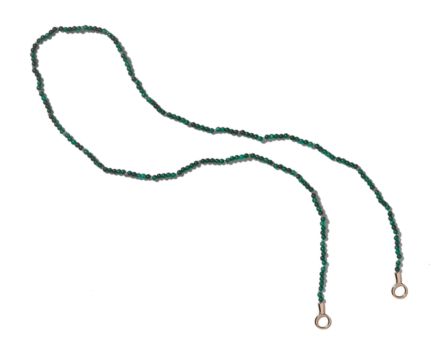 Malachite Itty Bitty Strand with Yellow Gold Loops - 16''