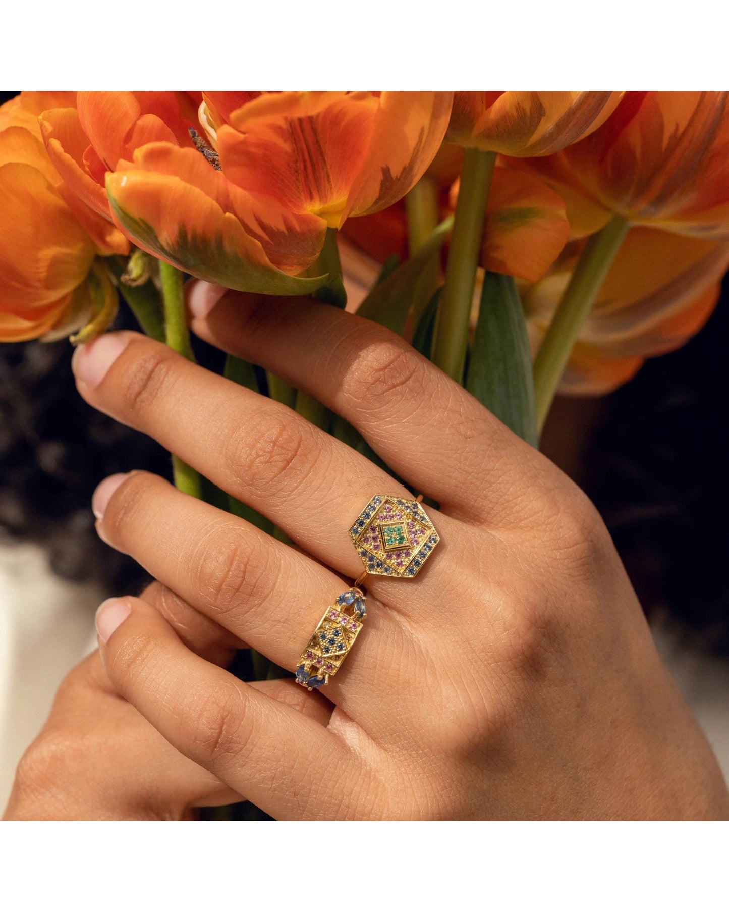 Paloma Hex Ring - Pink
