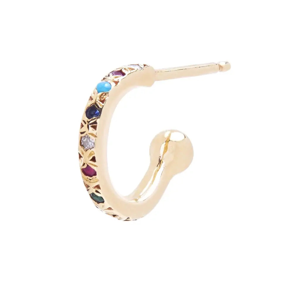 Gold Mini Huggie Hoop - Mixed Stones