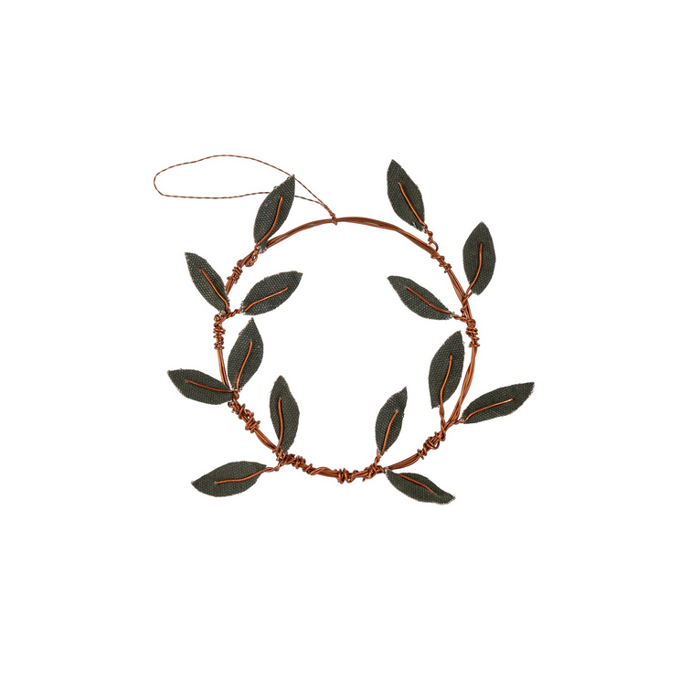 Olive Wreath Canvas Ornament - Green