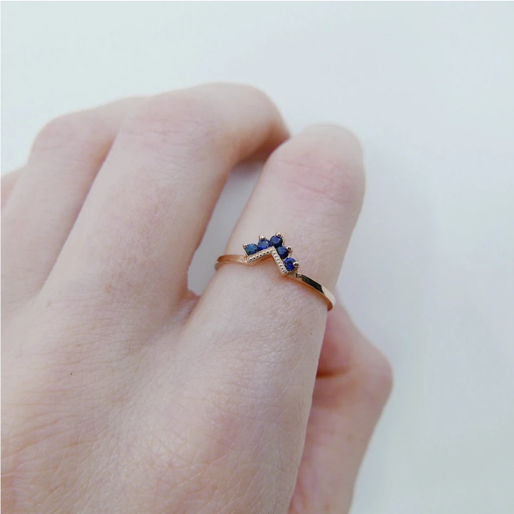Chevron Blue Sapphire Ring