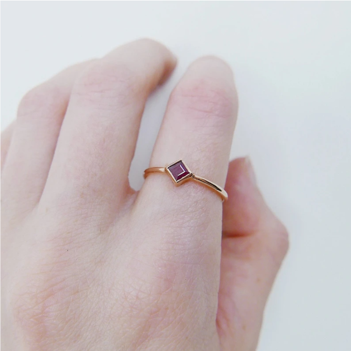 Square Bezel Ruby Ring