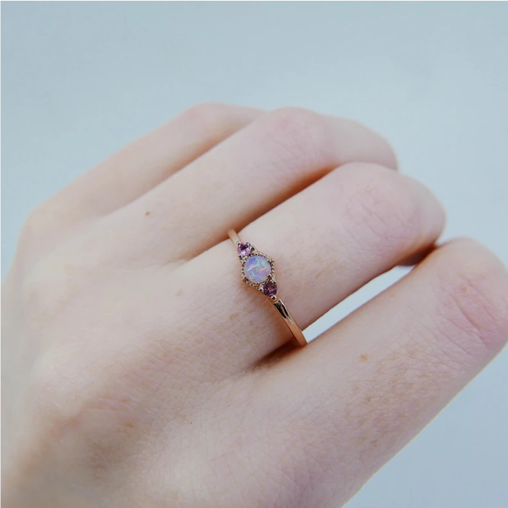 Harlow Ring - Opal + Pink Tourmaline