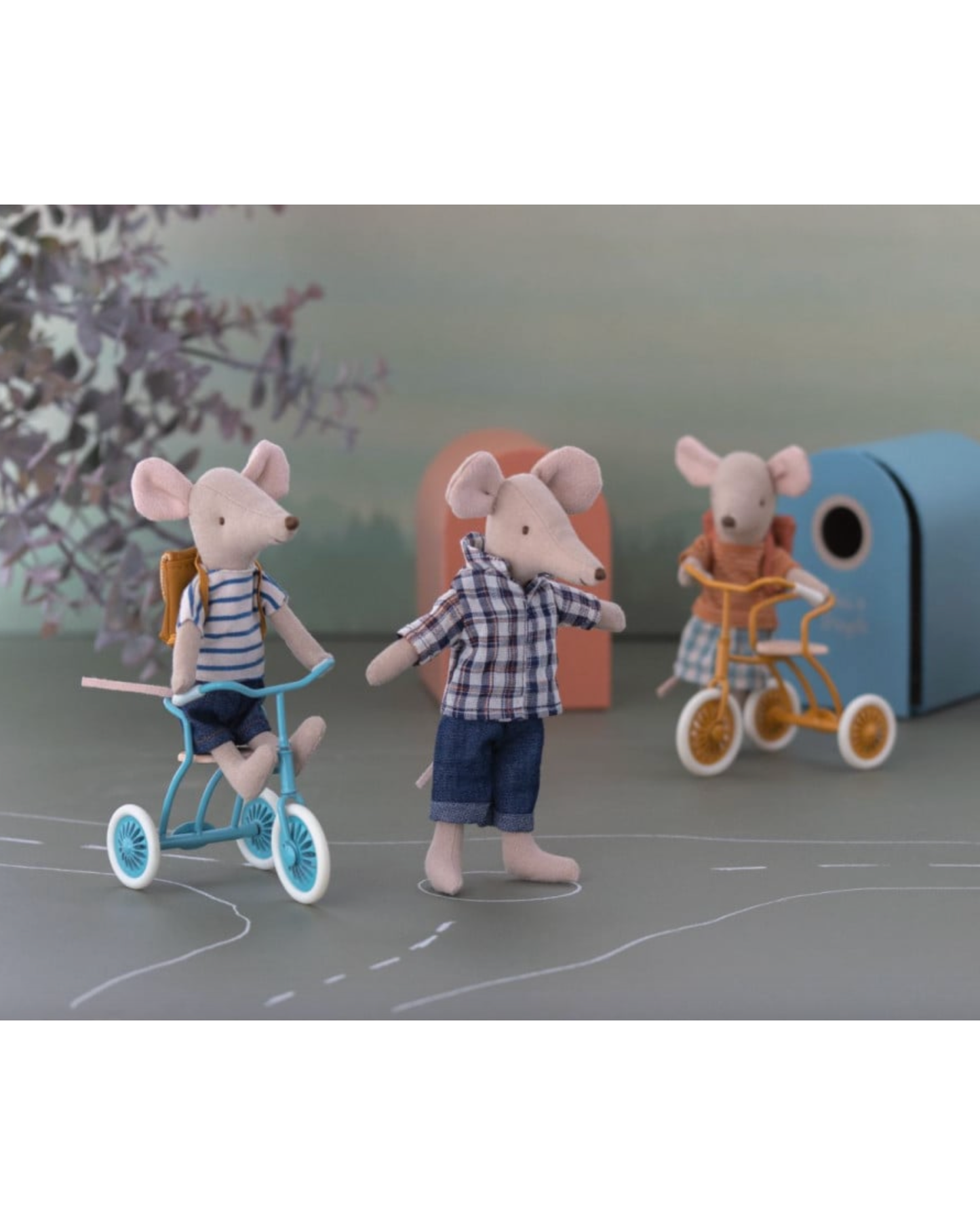 Tricycle Big Sister Mouse with Bag - Old Rose