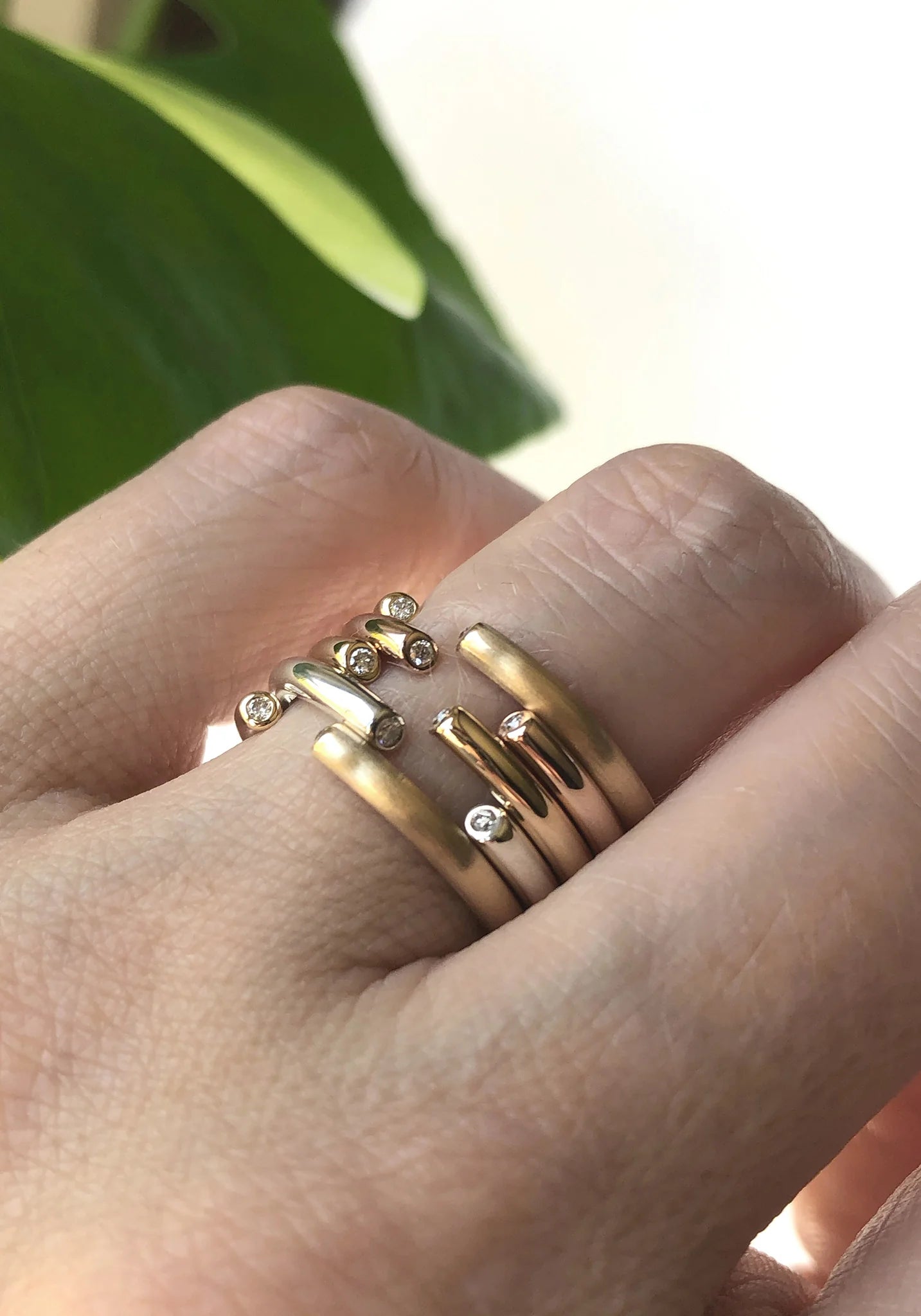 Slice Brushed Round Diamond Ring