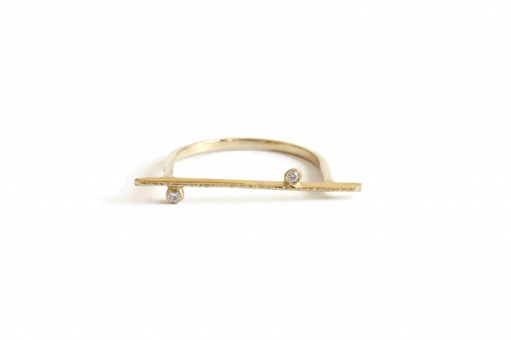Two Diamond Bar Ring