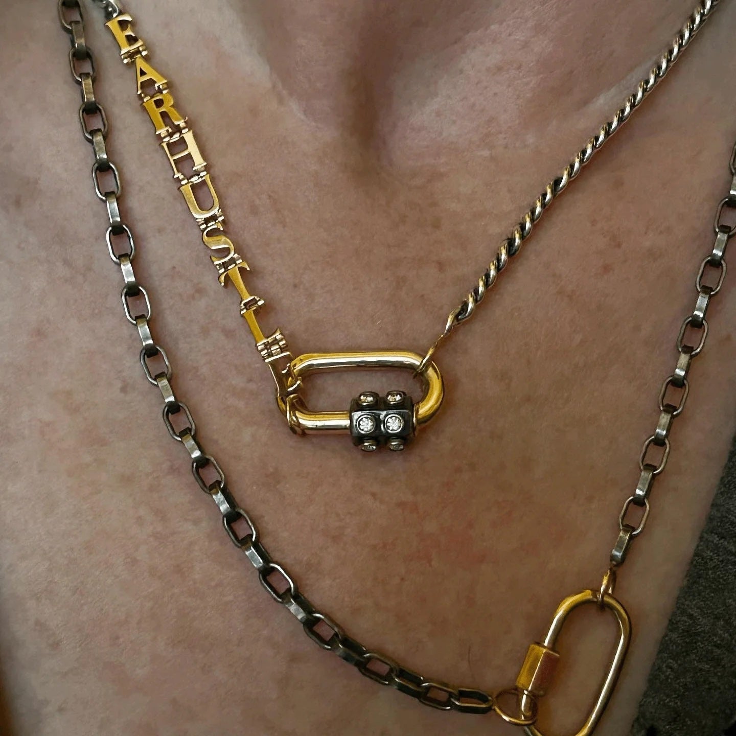 Biker Chain with Yellow Gold Loops - 16''