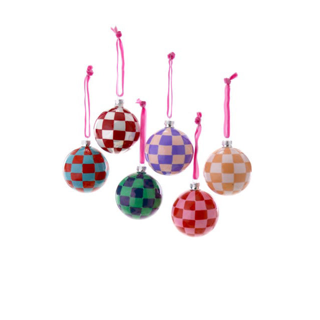 CHECKERED BAUBLE ORNAMENT - MEDIUM - 6 STYLES