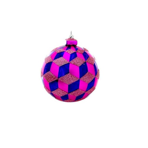 GLITTER ISOMETRIC BALL ORNAMENT - PINK