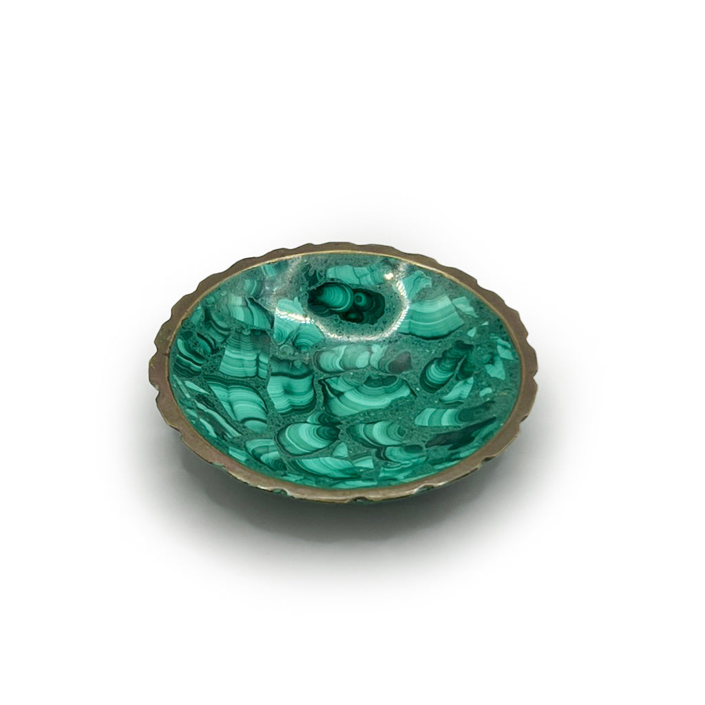 Antique Bronze Edge Malachite Bowl