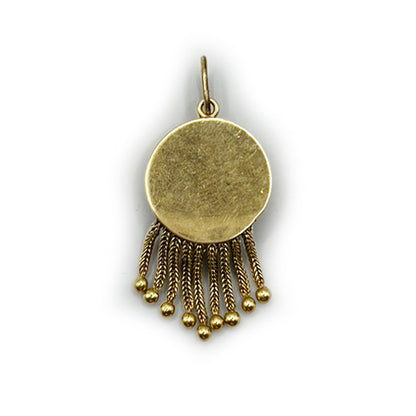 Antique White Enamel + Blue Sapphire + 14K Yellow Gold Nine Tassel Pendant