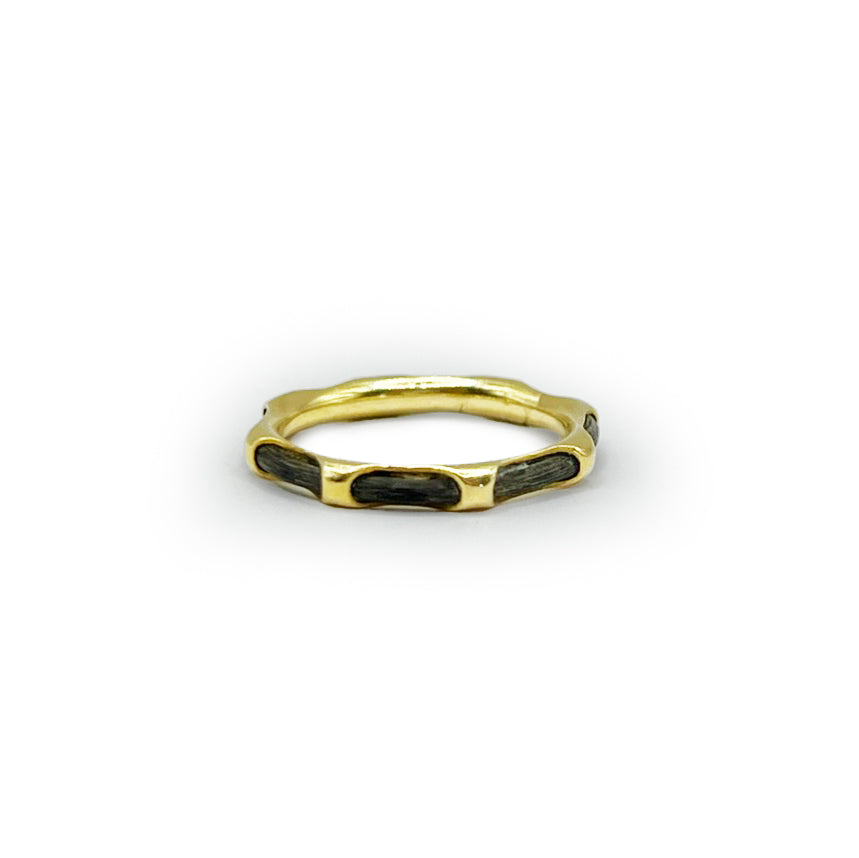 Vintage Elephant Hair + 18ct. Yellow Gold Ring - Sz. 7
