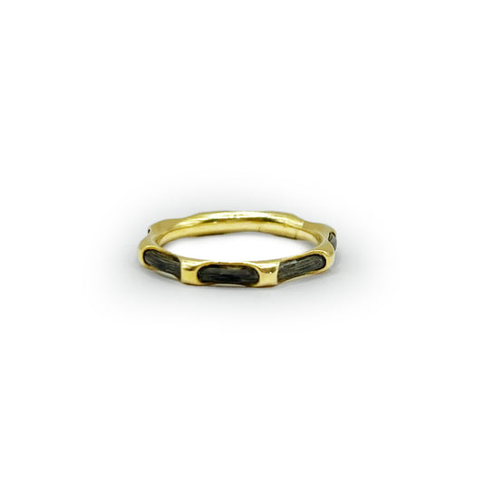 Vintage Elephant Hair + 18ct. Yellow Gold Ring - Sz. 7
