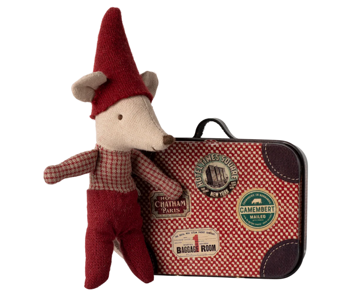 Christmas Mouse Baby in Suitcase