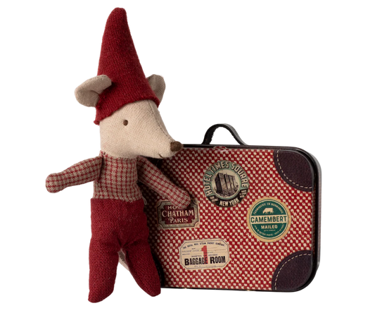 Christmas Mouse Baby in Suitcase