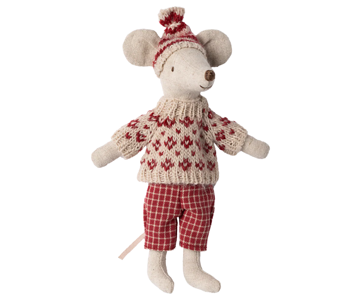 Winter Mum Mouse with Ski Set - Red