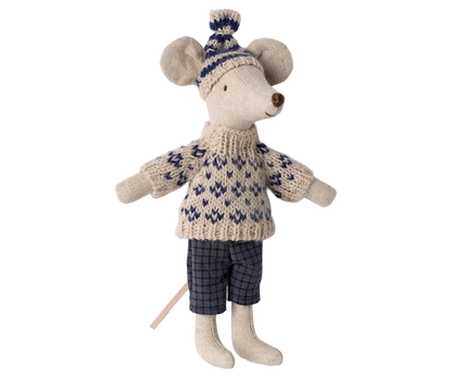 Dad Winter Mouse with Ski Set - Blue
