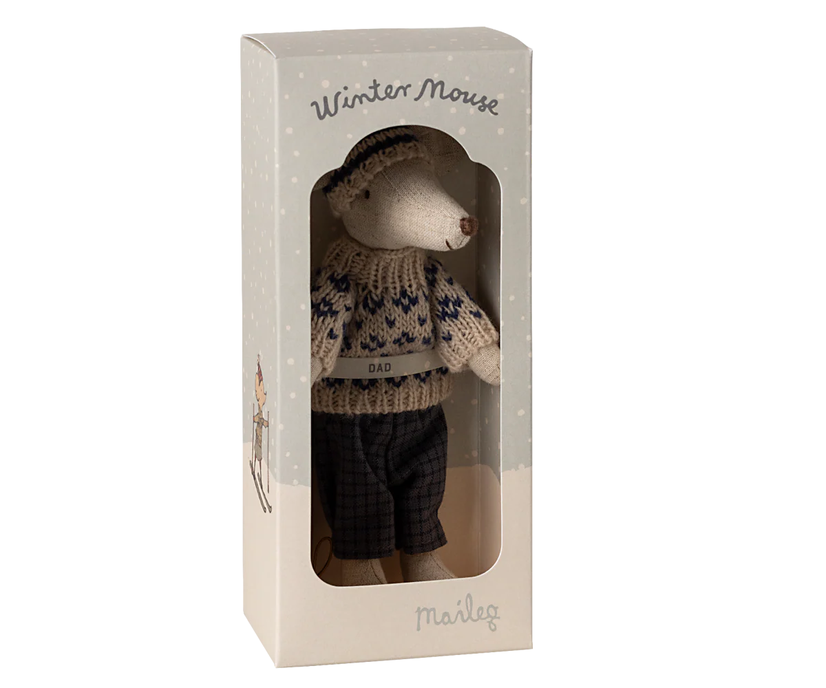 Dad Winter Mouse with Ski Set - Blue