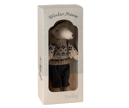 Dad Winter Mouse with Ski Set - Blue