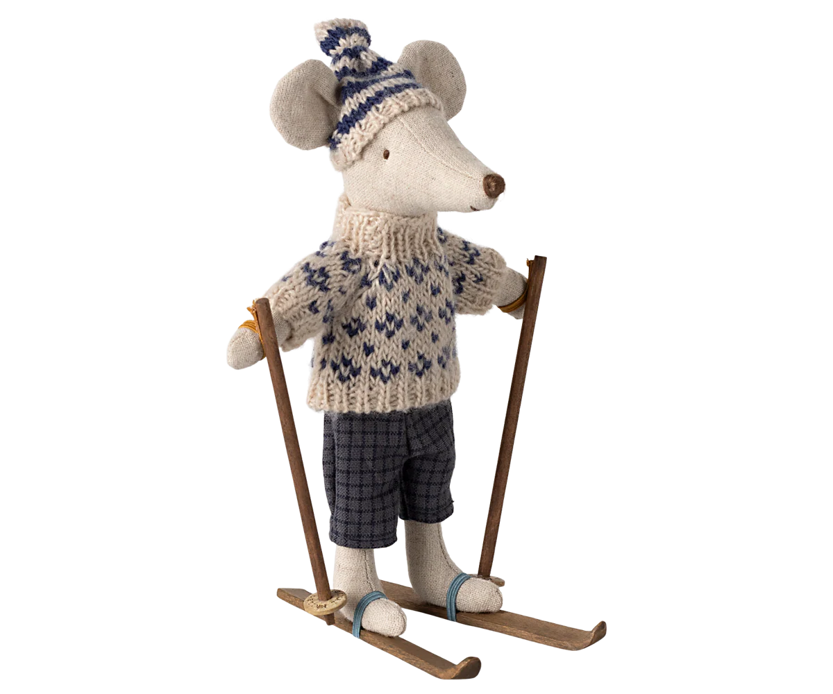 Dad Winter Mouse with Ski Set - Blue