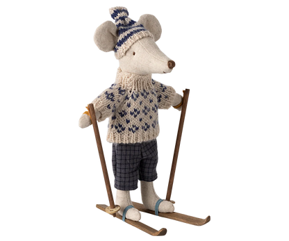 Dad Winter Mouse with Ski Set - Blue