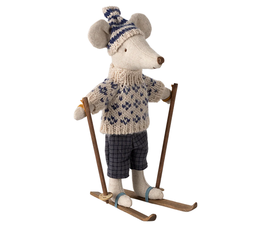 Dad Winter Mouse with Ski Set - Blue