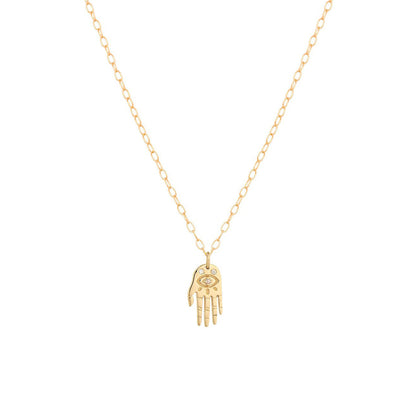 Mini Dharma's Protection Diamond Hand (Hamsa) Necklace
