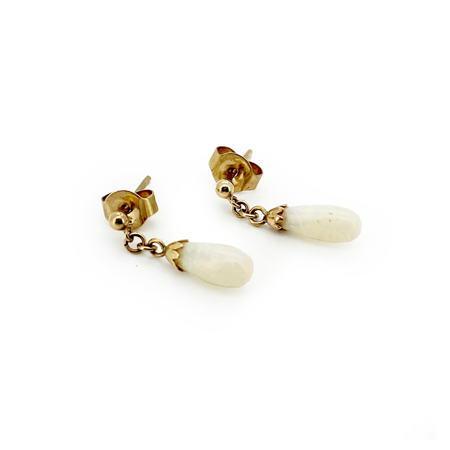 Vintage Opal + 9ct Yellow Gold Chain Drop Earrings