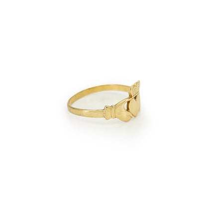 Vintage 9ct Yellow Gold Claddagh Ring - Sz. 6.75