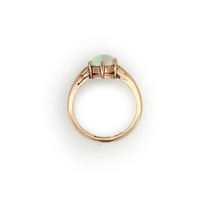 Vintage Opal Cabochon + 9ct Rose Gold Ring - Sz. 7