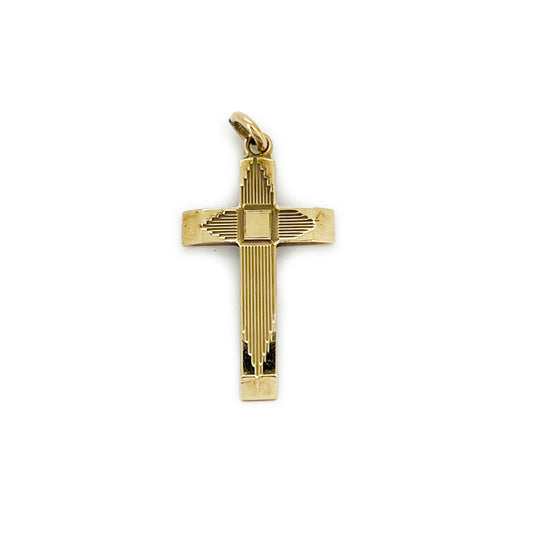 Vintage 9ct Yellow Gold Art Deco Cross Charm