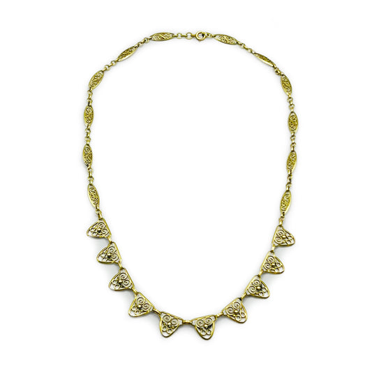 Vintage 18ct Yellow Gold Filigree Necklace - 18"L