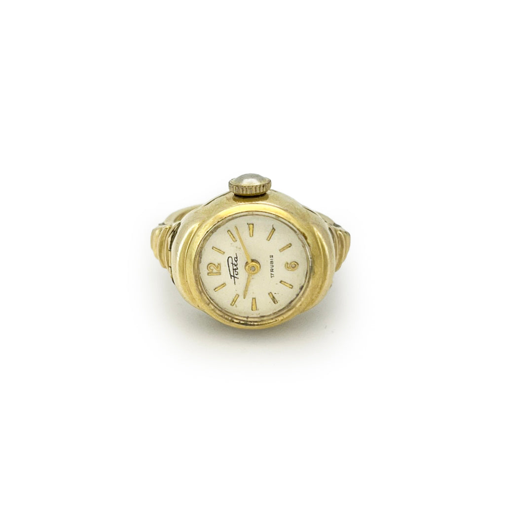 Vintage Porta Gold Plated Ring Watch - Sz. 6