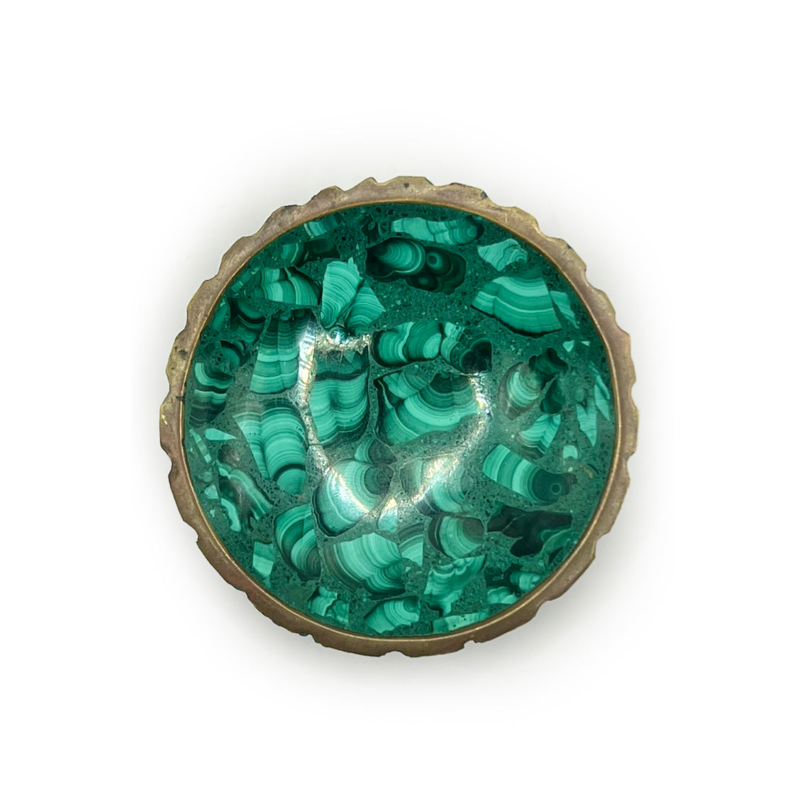 Antique Bronze Edge Malachite Bowl