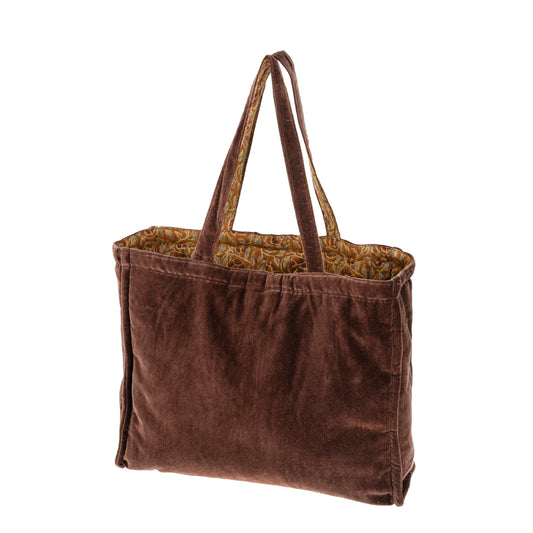 Block Print Velvet Reversible Tote - Sangria