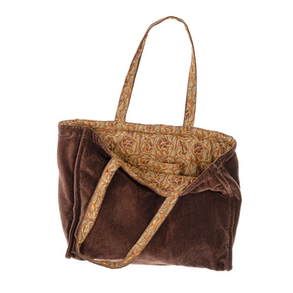 Block Print Velvet Reversible Tote - Sangria