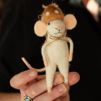 Mushroom Cap Mouse Ornament