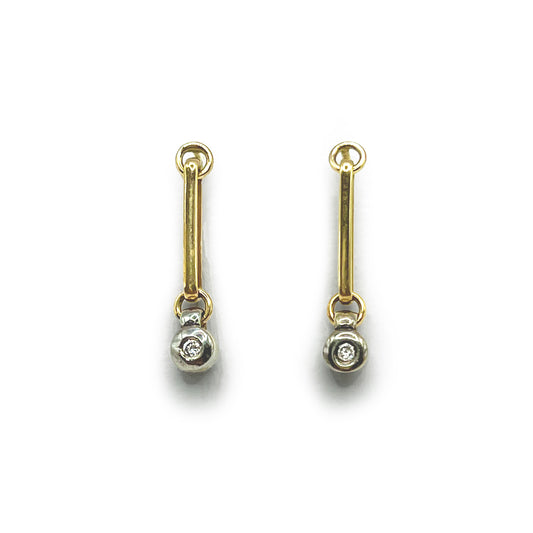 Vintage Diamond + 9ct. Yellow Gold Dangle Earrings