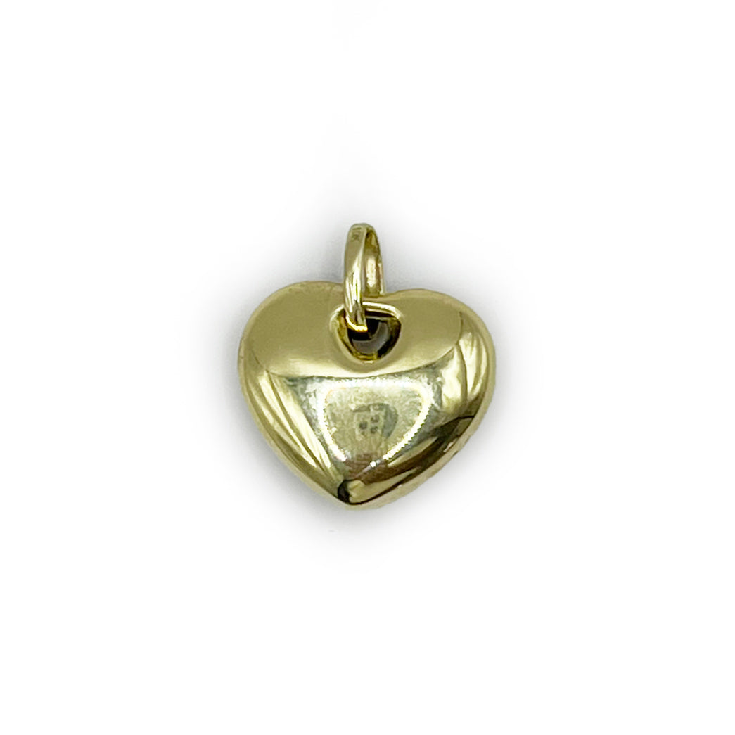 Estate Puffy Heart 10K Yellow Gold Charm