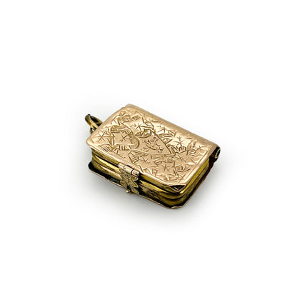 Antique Victorian 9ct Yellow Gold Book Locket Charm